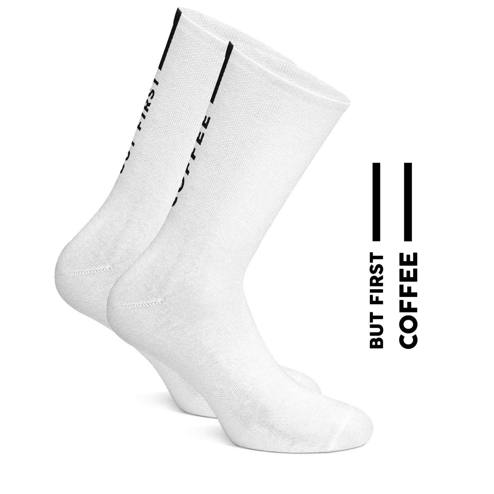But first coffee cycling socks White