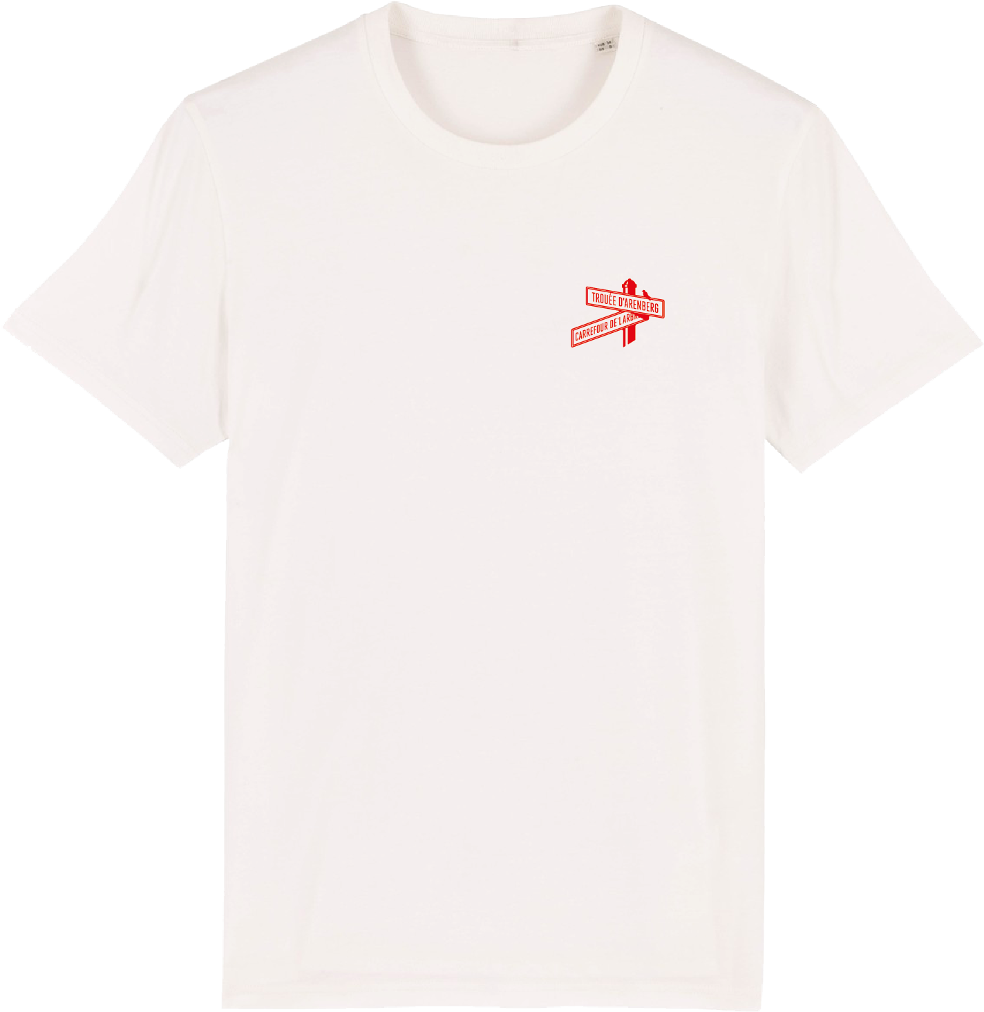 Roubaix Road Sign Unisex Cycling T-shirt - Offwhite/Red)