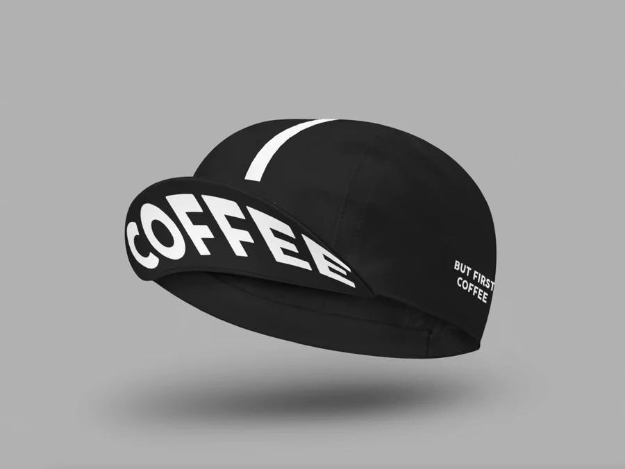 Cycling Cap But First Coffee Black